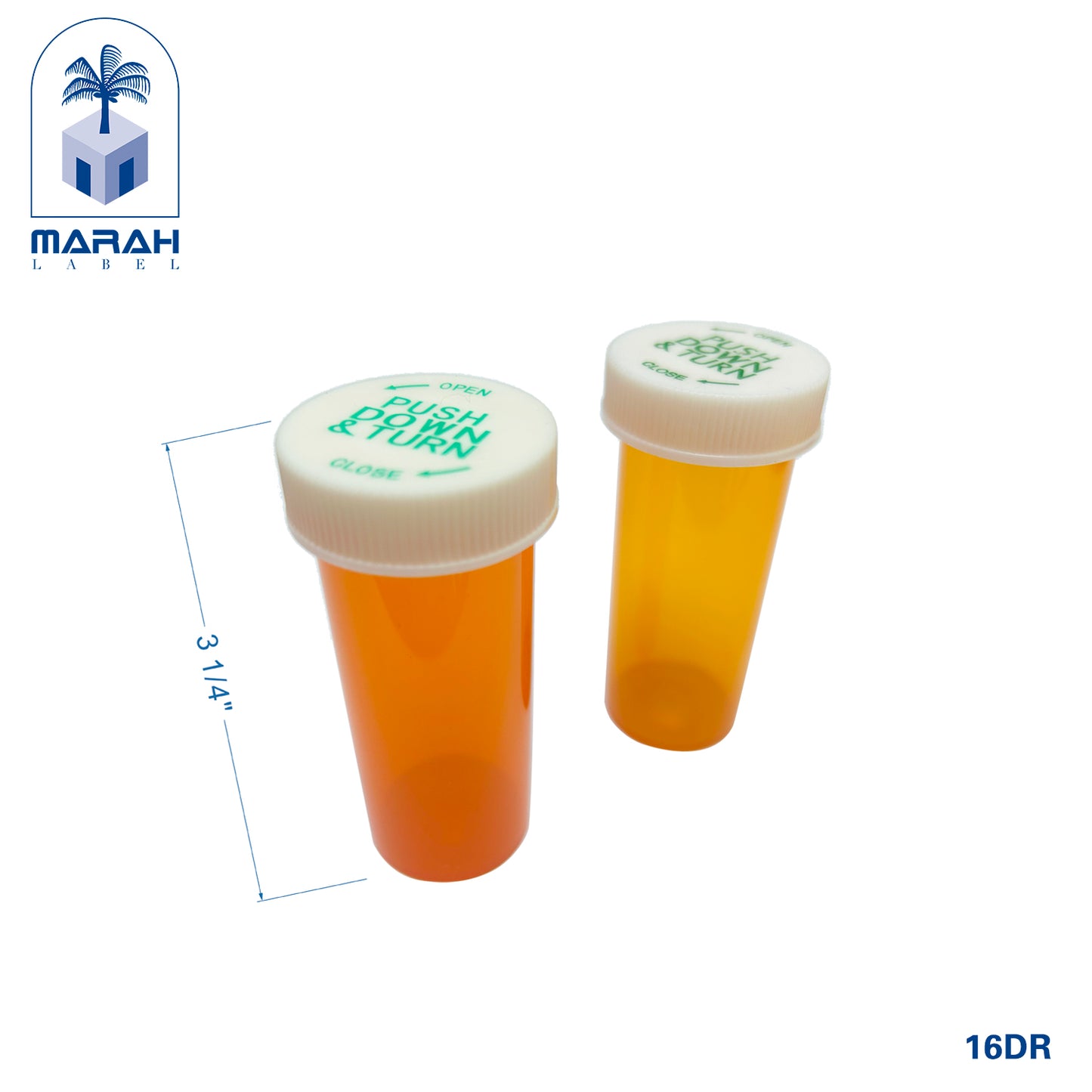 plastic pharmacy vials reversible cap - pair