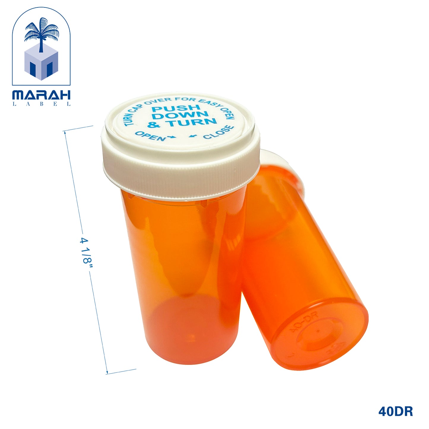 plastic pharmacy vials reversible cap - pair closeup