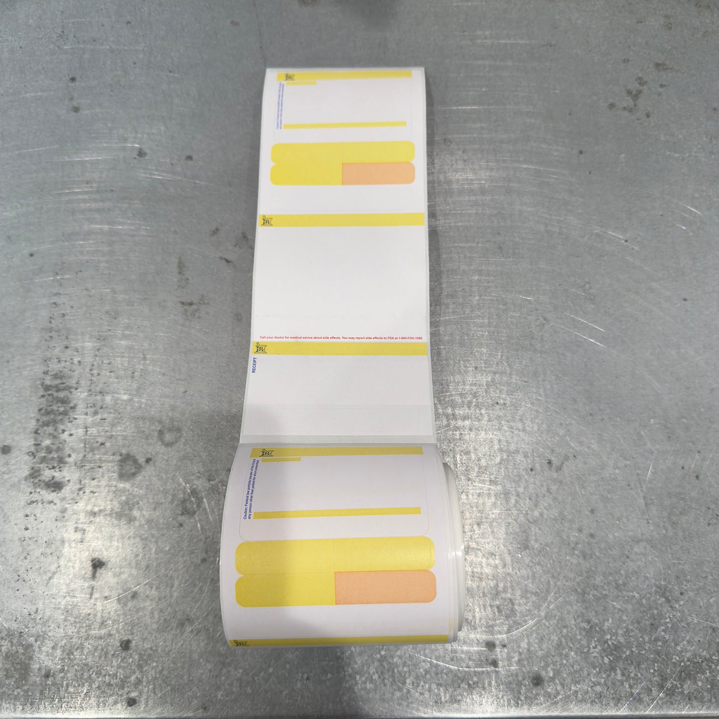 Marah Design Blank Prescription Label - Direct Thermal Label - Yellow and White - Closeup