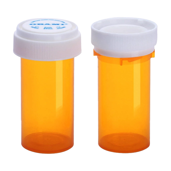 plastic pharmacy vials reversible cap duo
