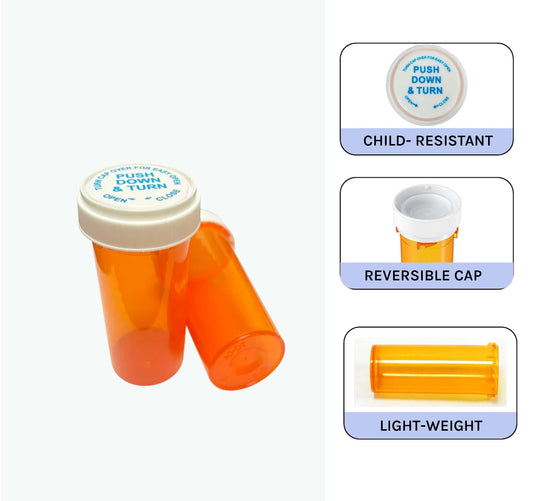 Plastic Reversible Cap Pharmacy Rx Vials