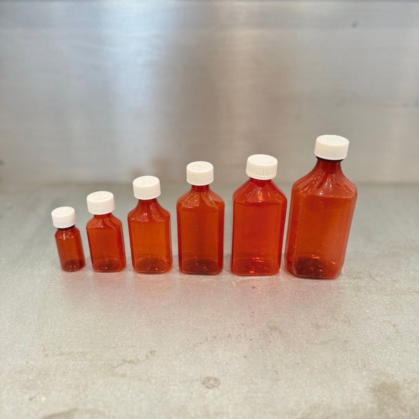 Liquid Medicine Bottles with Caps - Amber Different Caps 