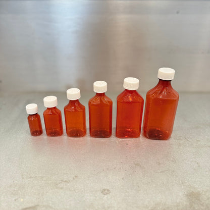 Liquid Medicine Bottles with Caps - Amber Different Caps 