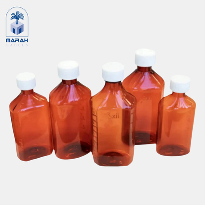 椭圆形 RX 液体瓶，带盖，琥珀色