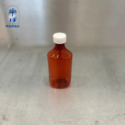 椭圆形 RX 液体瓶，带盖，琥珀色