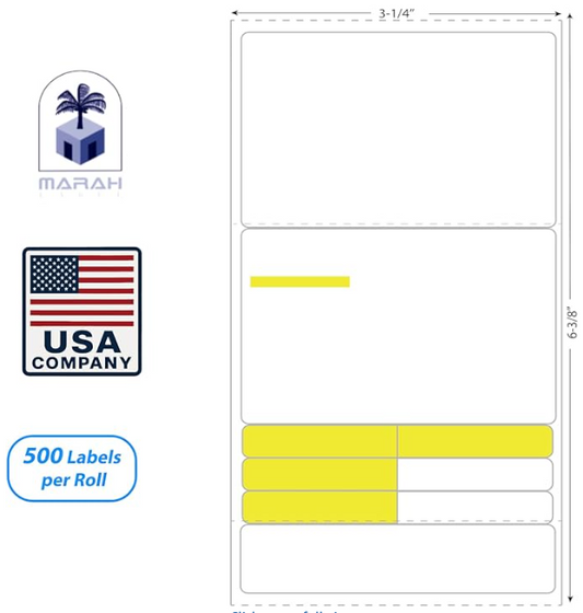 Marah C1123 Prescription Labels Direct Thermal Prescription Labels 3.25" W x 6.375" L RX Labels Pharmacy Grade with Scratch and UV Resistance Pharmacy Grade 500 Label Per Roll 
