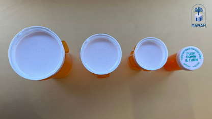 Marah reversible cap prescription bottles - caution not child resistant 