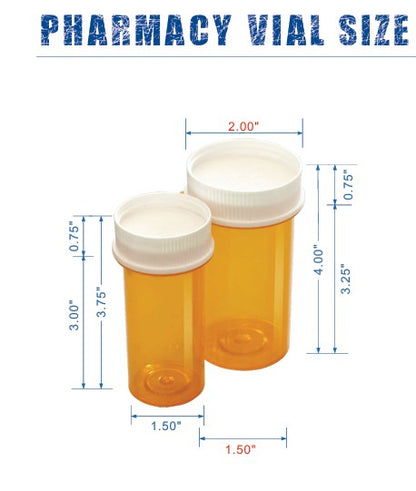 Hold Reversible Cap Plastic Prescription Vials - Safe & Convenient (10DR, 20DR, 40DR)
