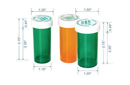 Lock Push Down and Turn Cap Vials - Child-Resistant & BPA-Free Medication Containers for Personal Use