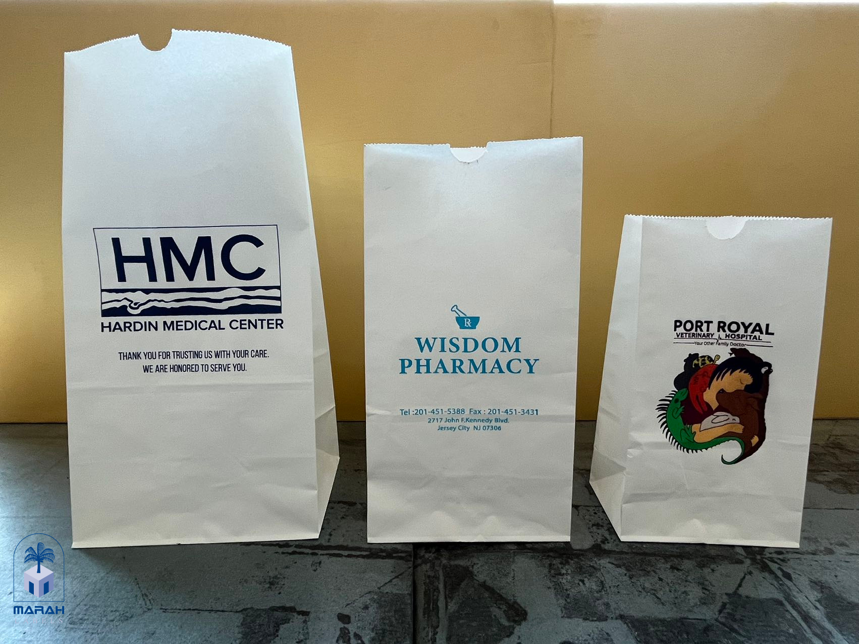 marah custom bags pharmacy paper bags 