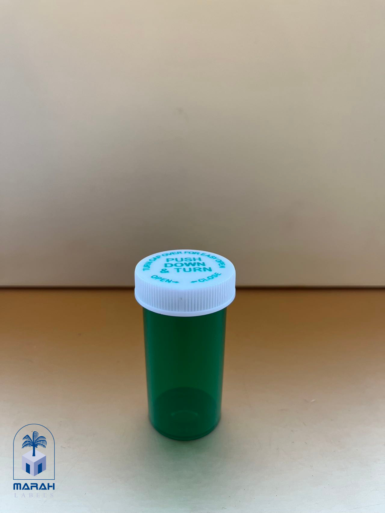 Lock Push Down and Turn Cap Vials  green 