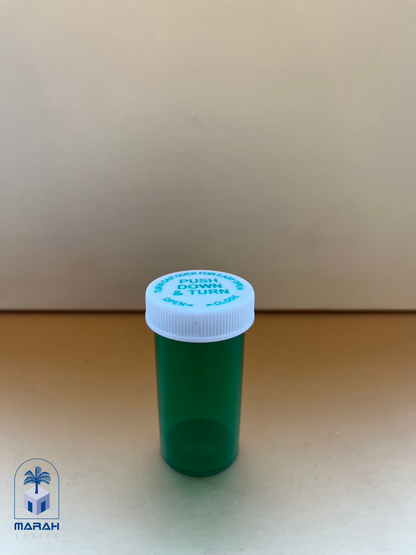 Lock Push Down and Turn Cap Vials  green 
