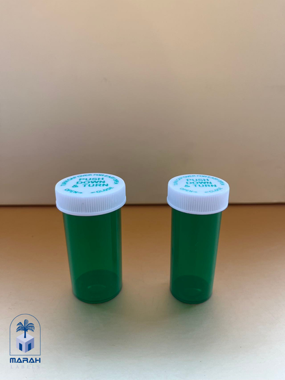 Lock Push Down and Turn Cap Vials  8 drams and 13 drams 