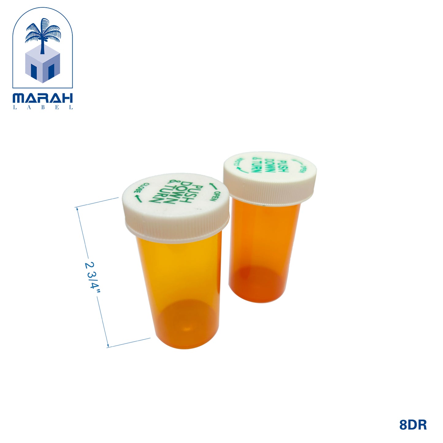 plastic pharmacy vials reversible cap - closeup pair 
